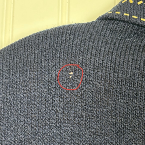 Vintage St. John Collection Knit Jacket Women 16 Navy Blue Gold Studded Zip Up - Picture 9 of 15